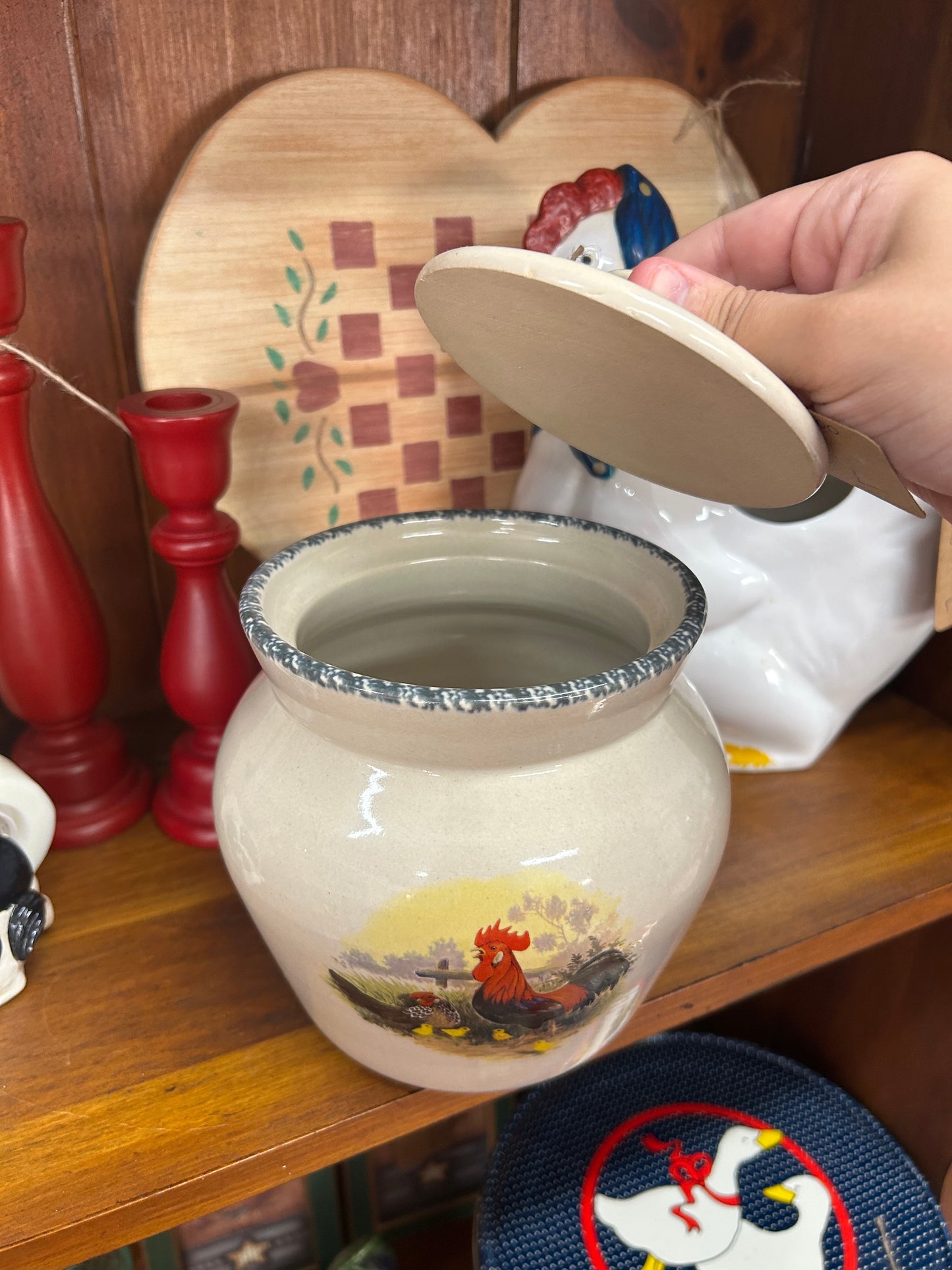 Vintage Chicken Crock Canister