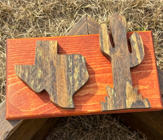 Handmade Texas & Cactus Wall Plaques