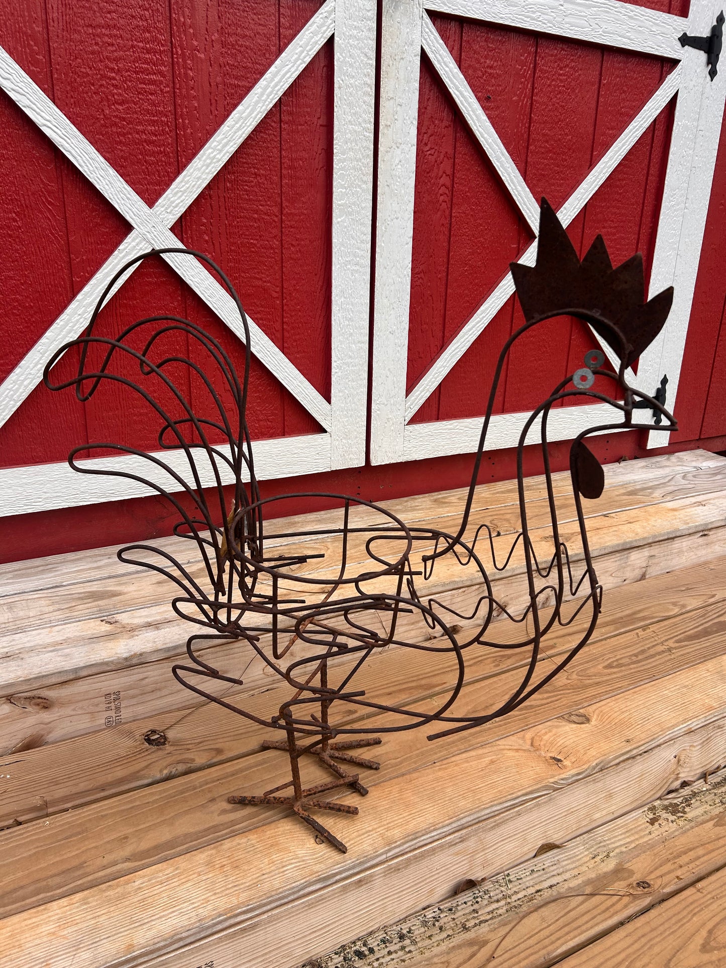Large Metal Rooster Plant Stand - Local Pickup Only