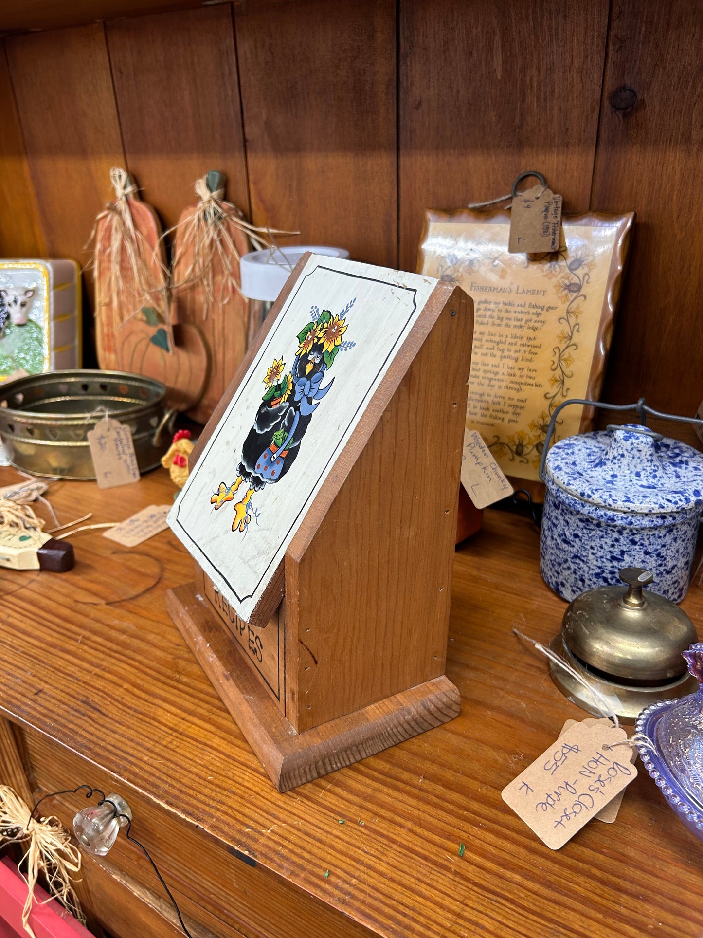 Vintage Wooden Recipe Holder - As IS