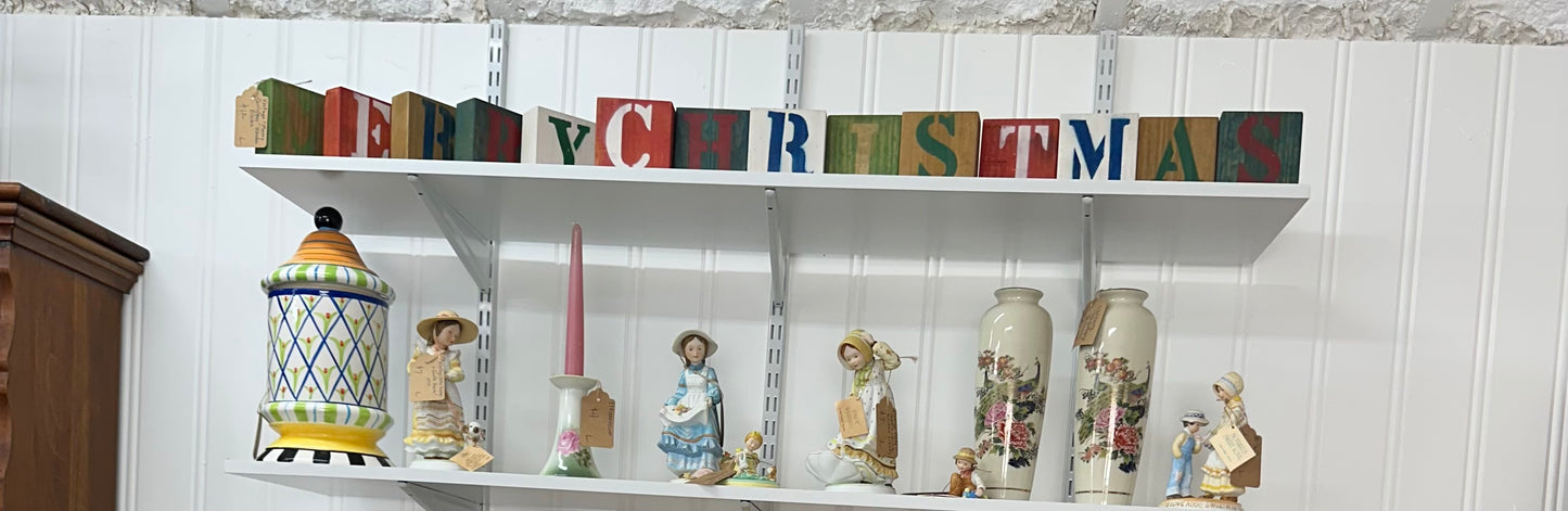Vintage Merry Christmas Wooden Blocks