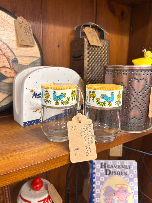 1970s Pyrex Country Bluebird Pair