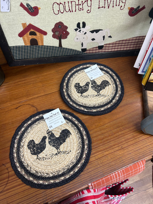 Chicken Jute Trivet 8"