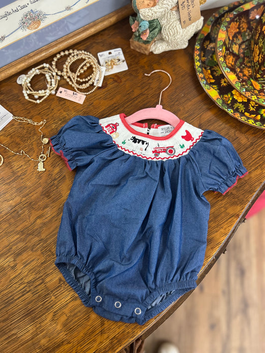 Girls Navy Farm Bubble