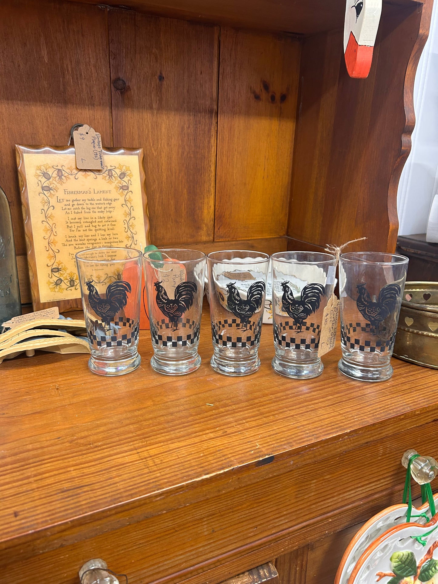 Vintage Libbey Rooster Glasses - Set Of 5