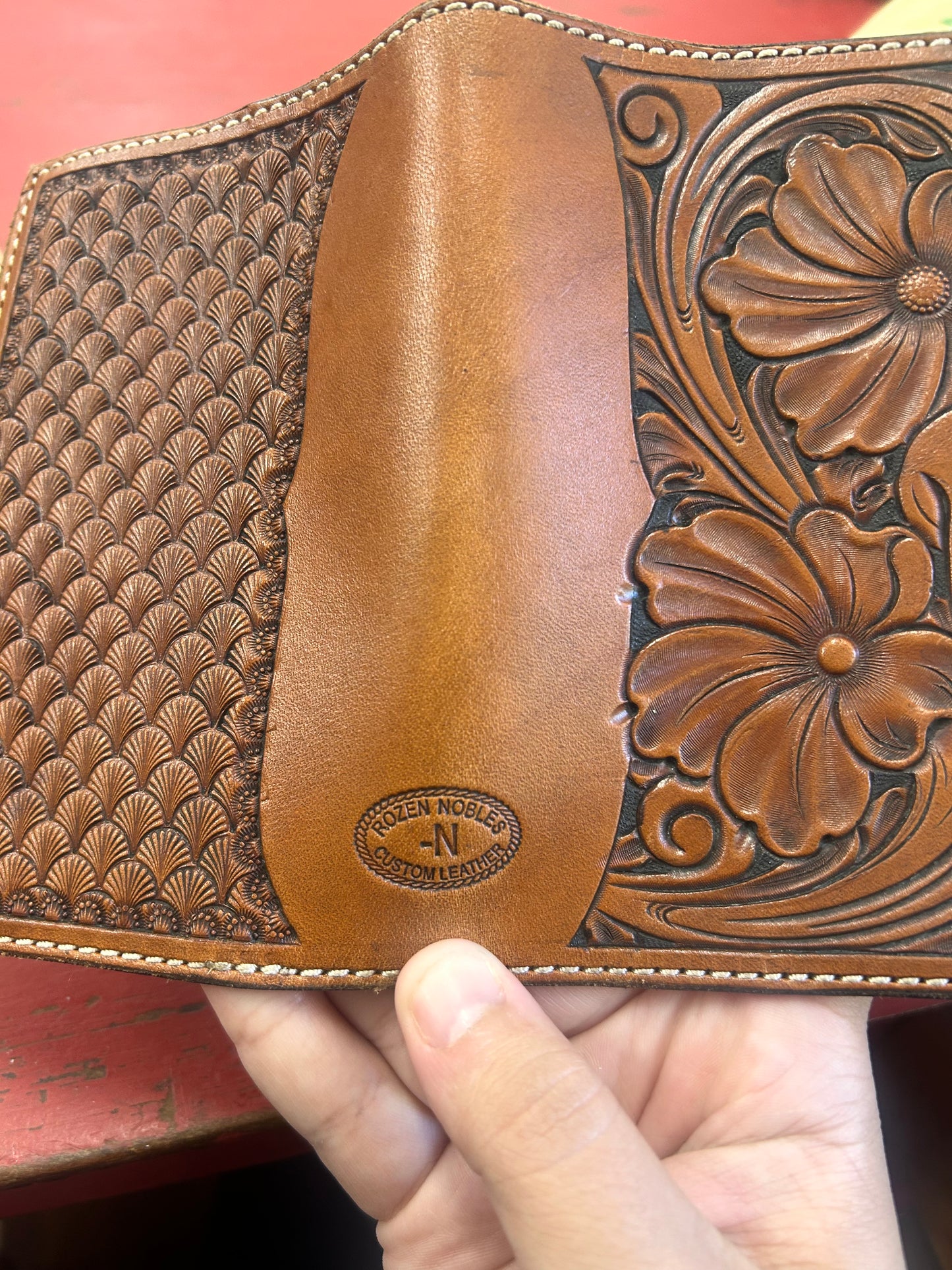 Handtooled Leather Refillable Notebook Holder - 4” x 6”