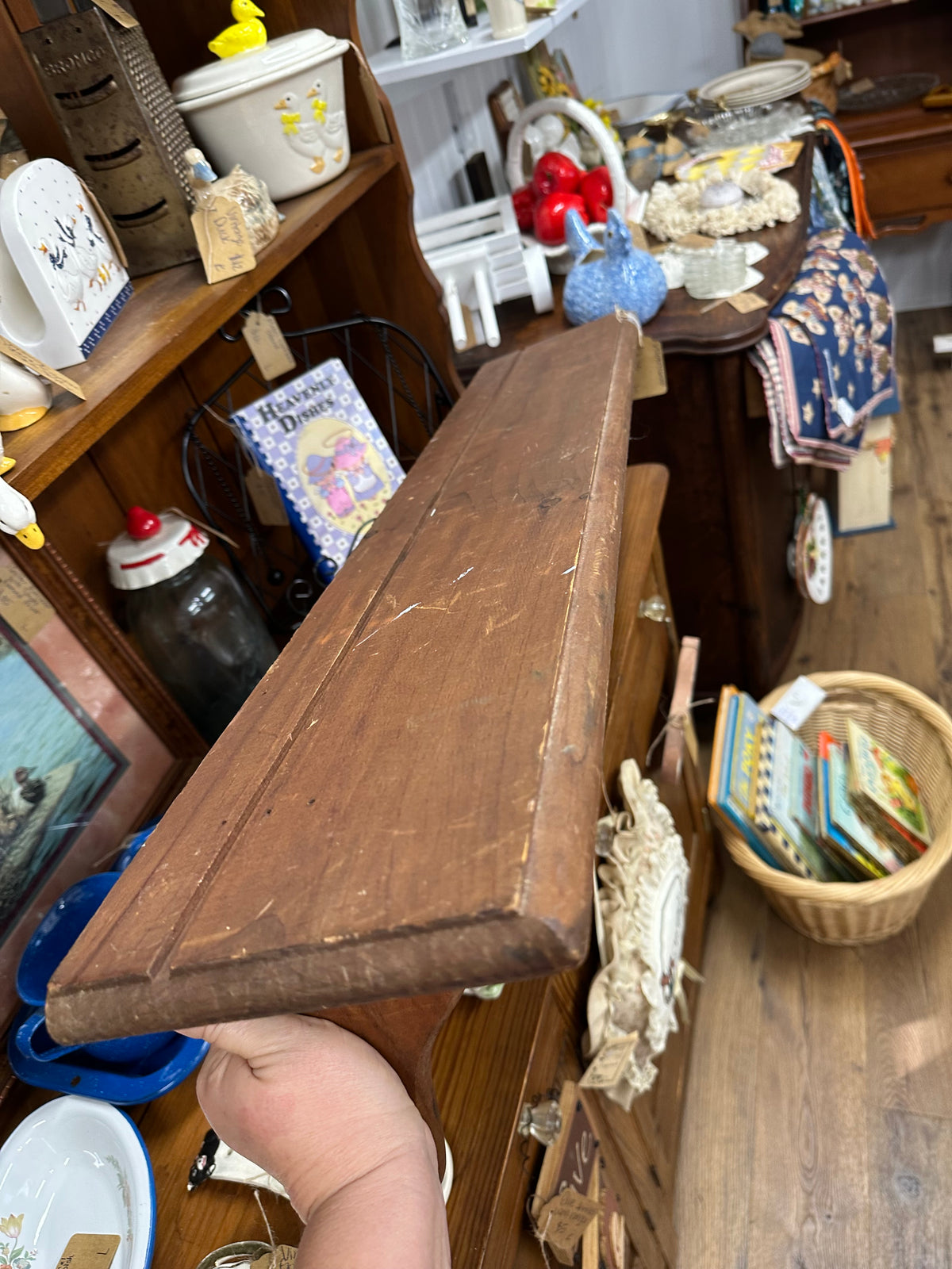 Vintage Wooden Shelf W/ Plate Rack - Approx. 3ft Long - Local Pickup Only