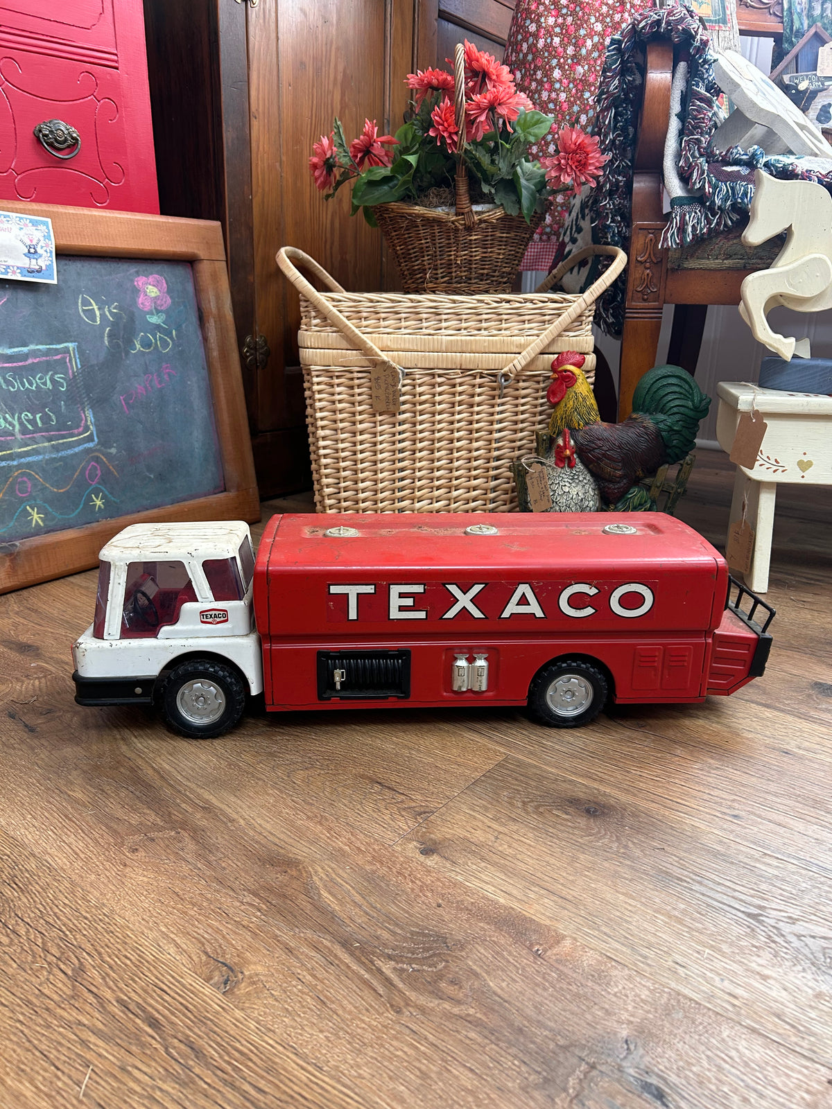 1960s Brown & Bigelow Texaco Pressed Steel Tanker Toy Truck - Local Pickup Only