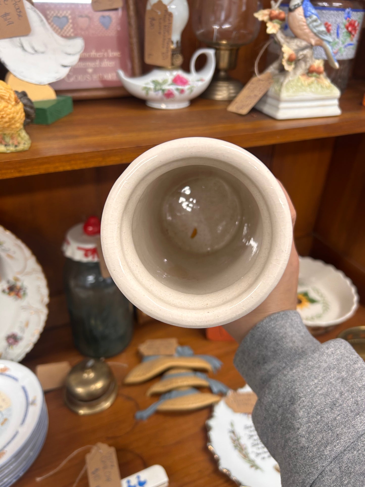 Vintage Crock Shop Pottery Utensil Holder