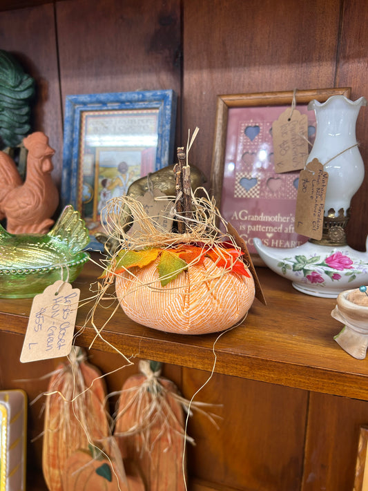 Cloth Pumpkin With Straw Bow