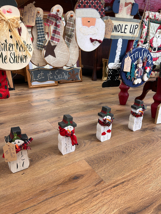 Wooden Snowman - Set Of 4