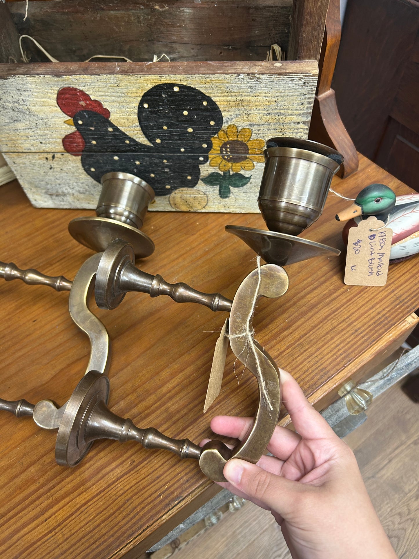 Vintage Brass Wall Sconce Set - HEAVY!