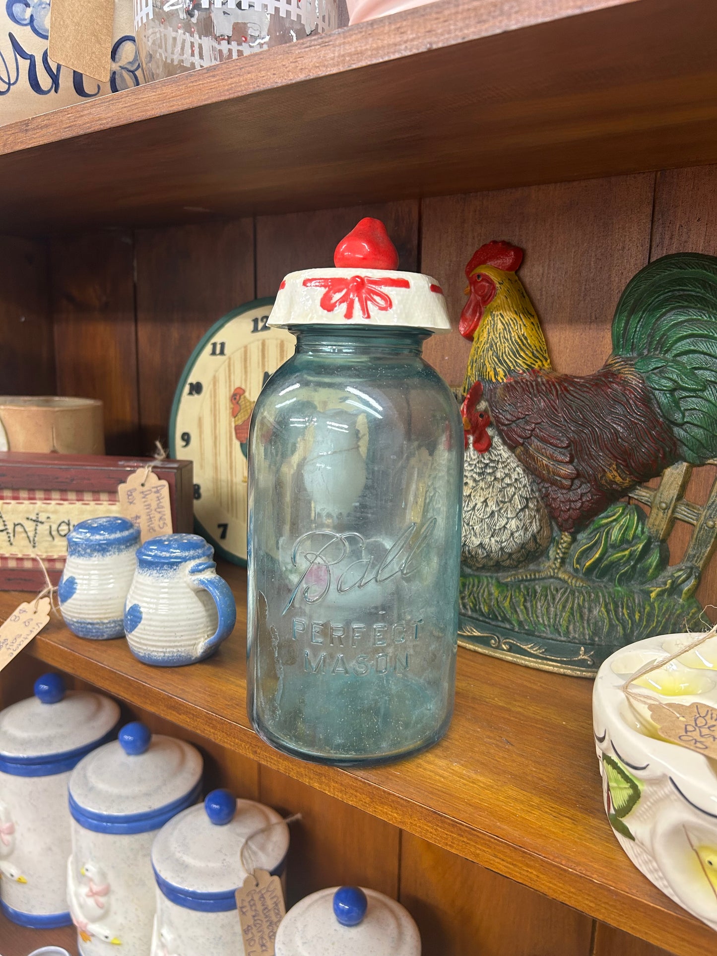 Vintage Jar With Strawberry Topper