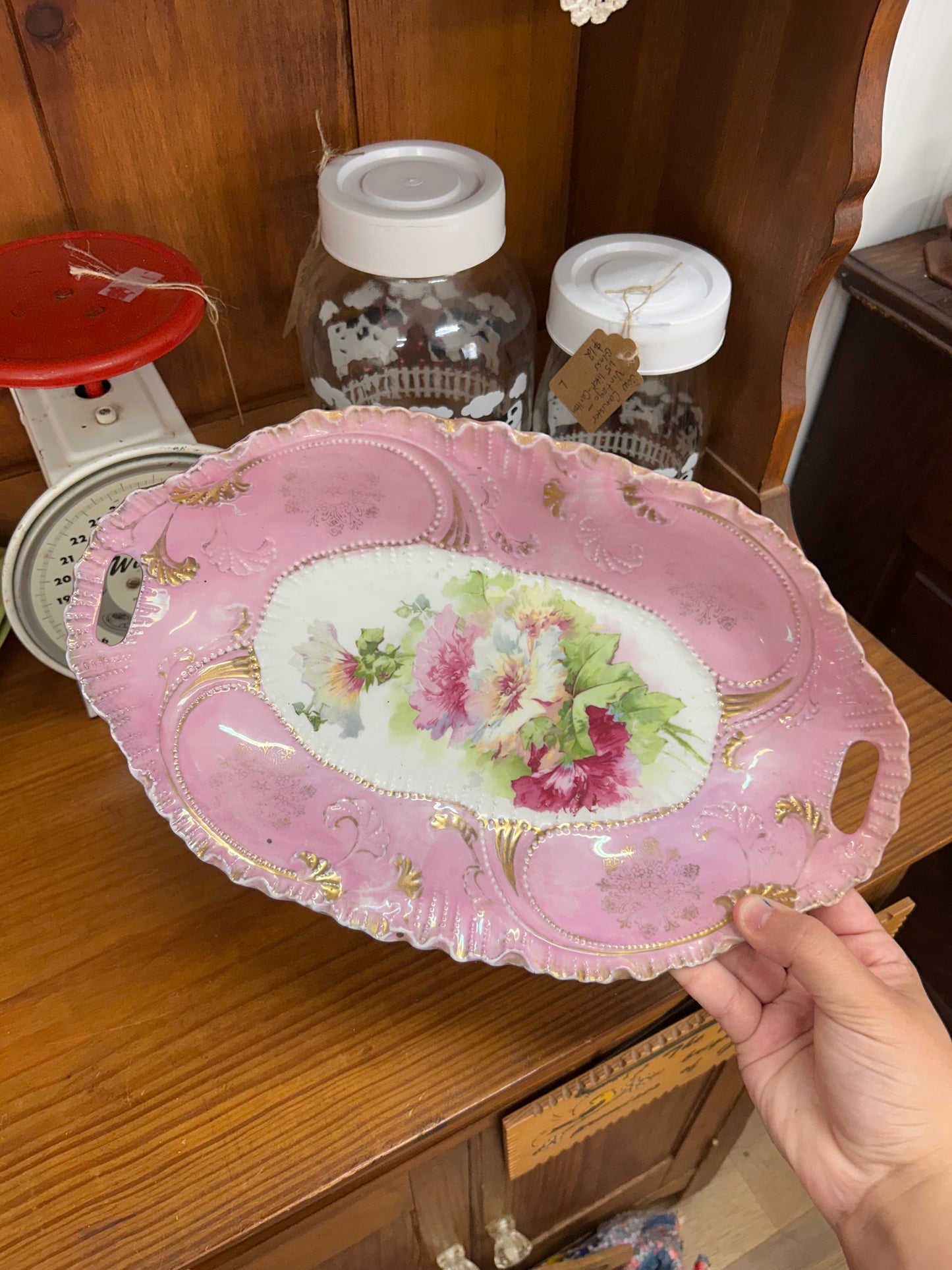 Vintage Pink Floral Dish