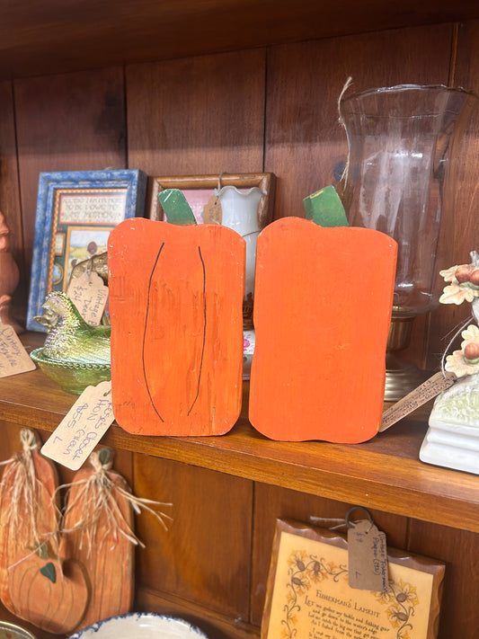 Set Of Two Tall Wooden Pumpkins