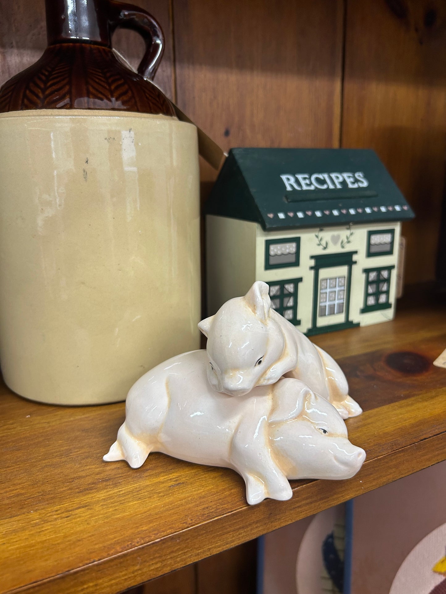 Vintage Piglets Hugging Salt & Pepper Shaker - No Plugs