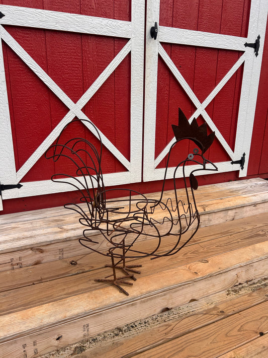 Large Metal Rooster Plant Stand - Local Pickup Only