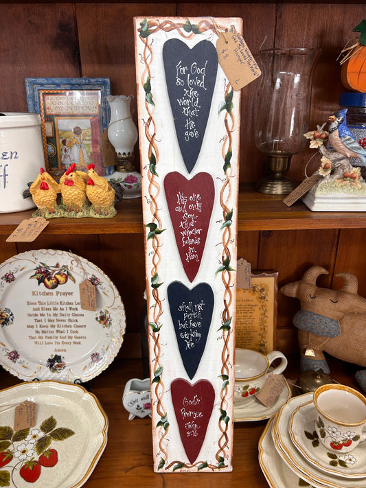 Vintage Wooden “For God So Loved The World” Wall Hanger - Local Pickup Only