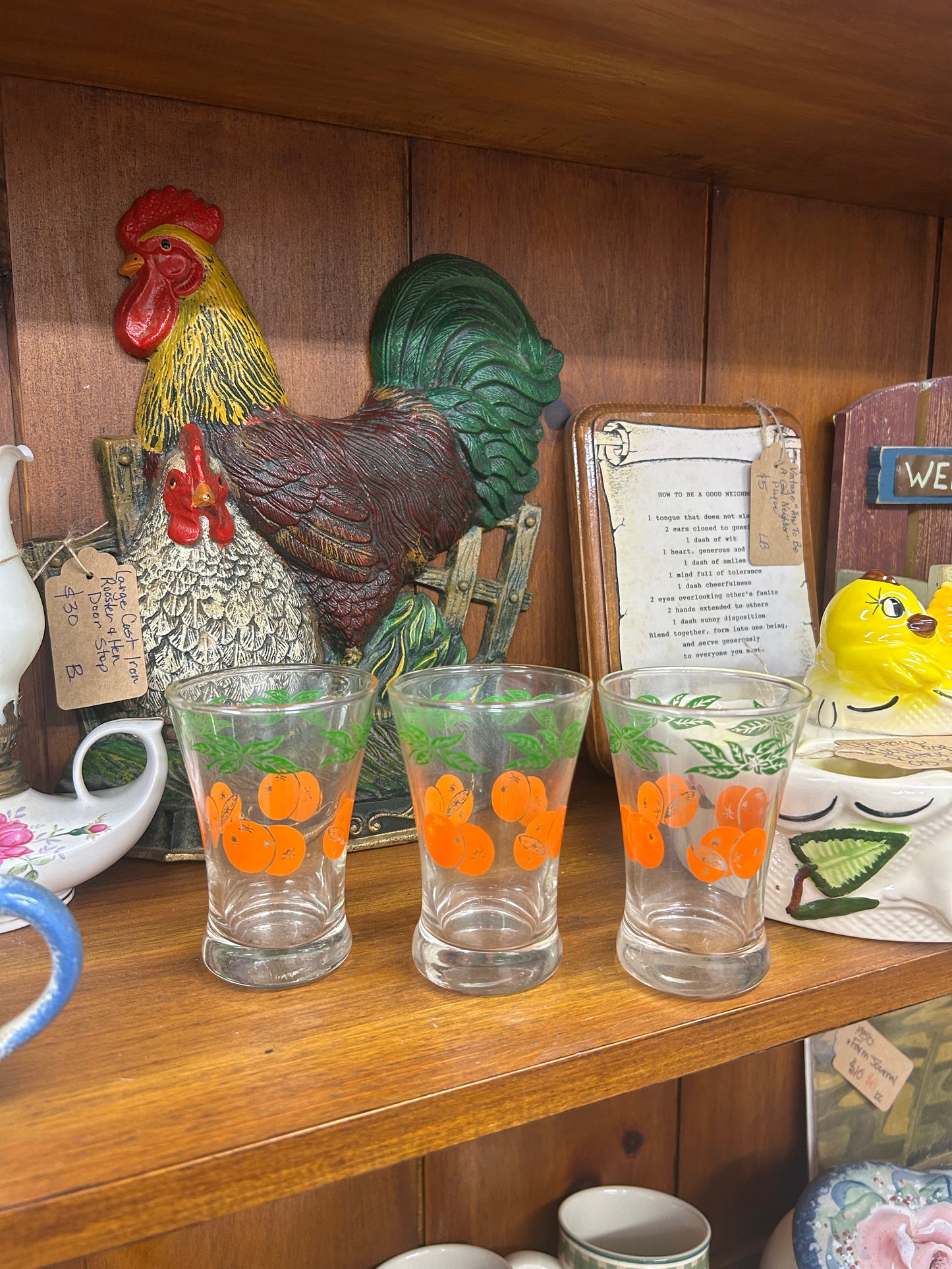 Vintage Anchor Hocking Orange Juice Glasses - Set Of 3