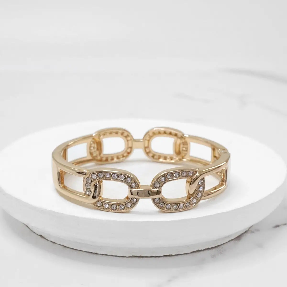 Gold Hinge Bracelet & Crystal/Gold Bangle
