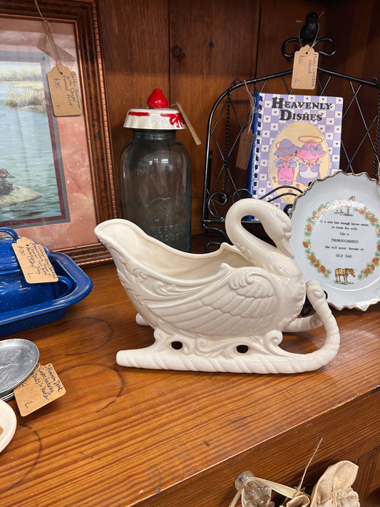 Vintage Porcelain Swan Sleigh