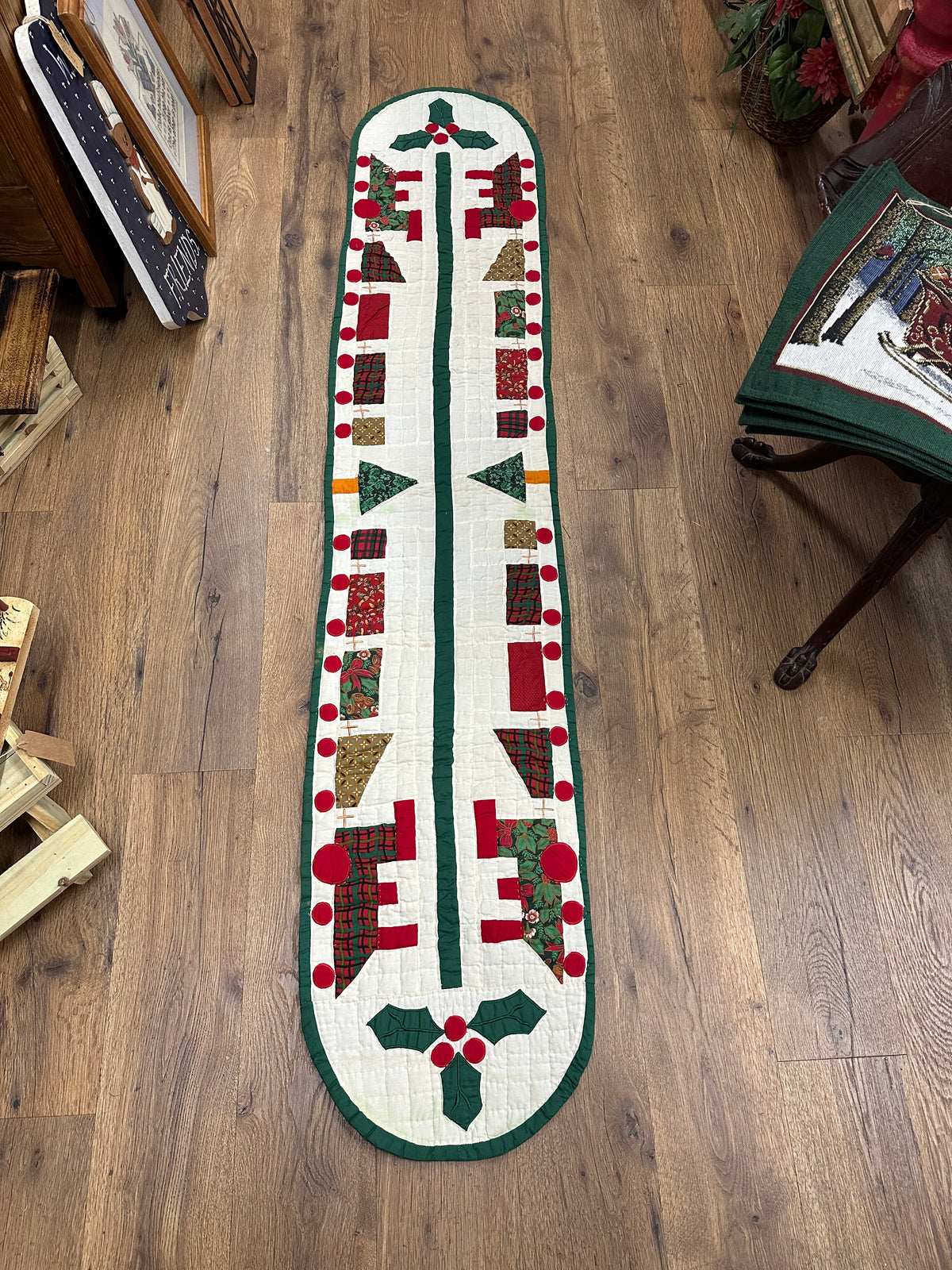 Vintage Quilted Christmas Table Runner - As Is