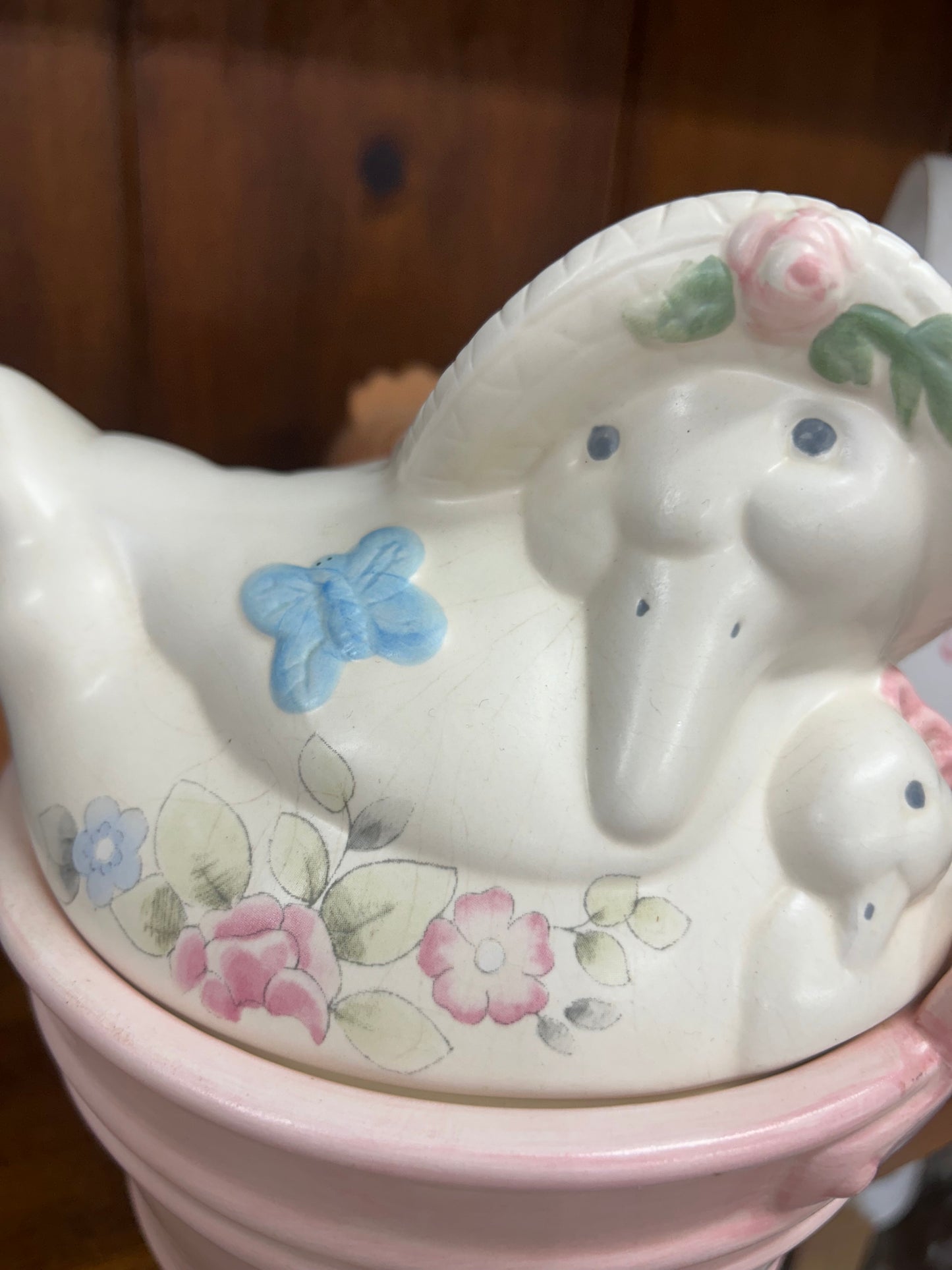 Vintage Pfaltzgraft Tea Rose Duck Butter Keeper W/ Lid