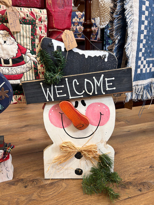 Vintage Welcome Snowman