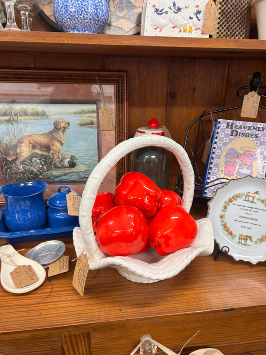Vintage Ceramic Basket/Apples