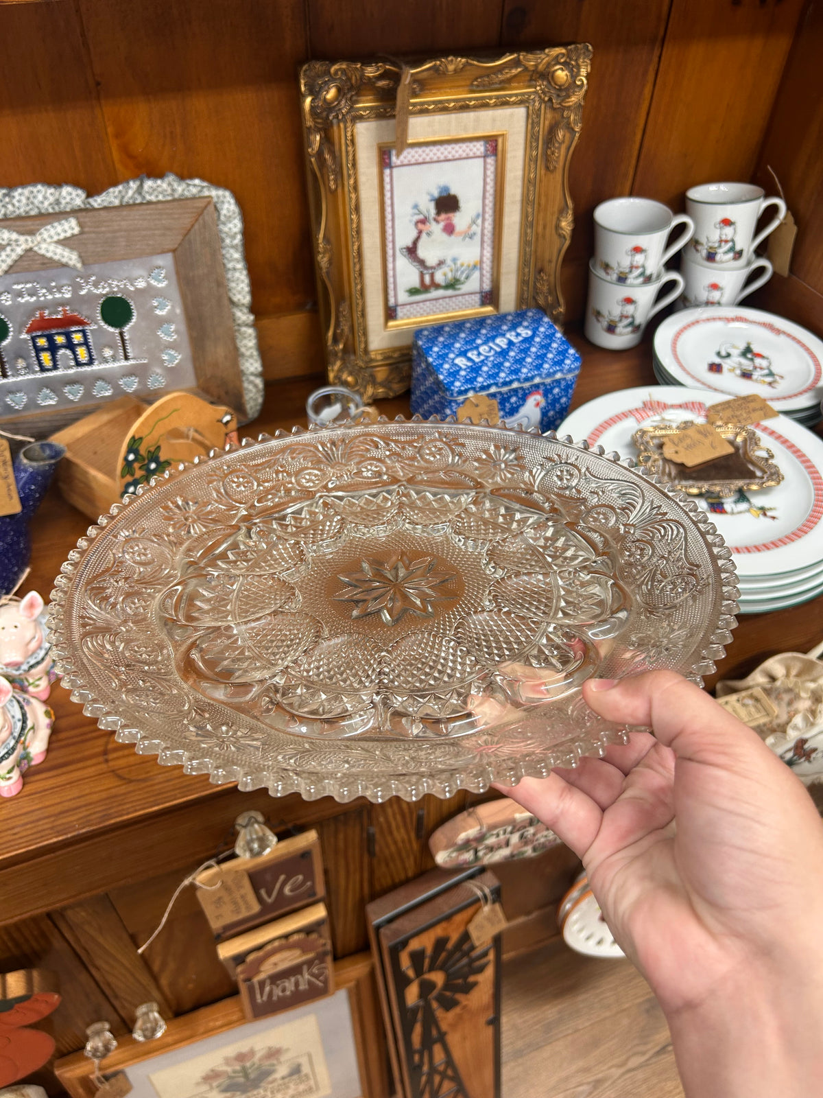 Vintage Crystal Sandwich Glass Deviled Egg Plate