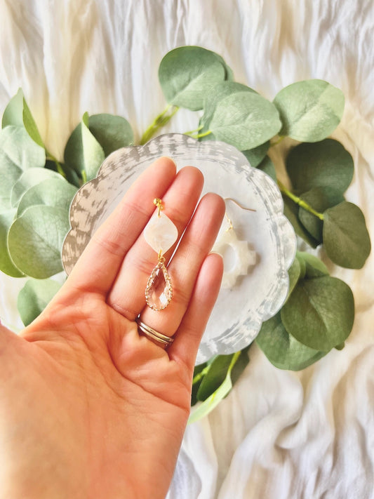 Clay Pearl/Diamond Earrings