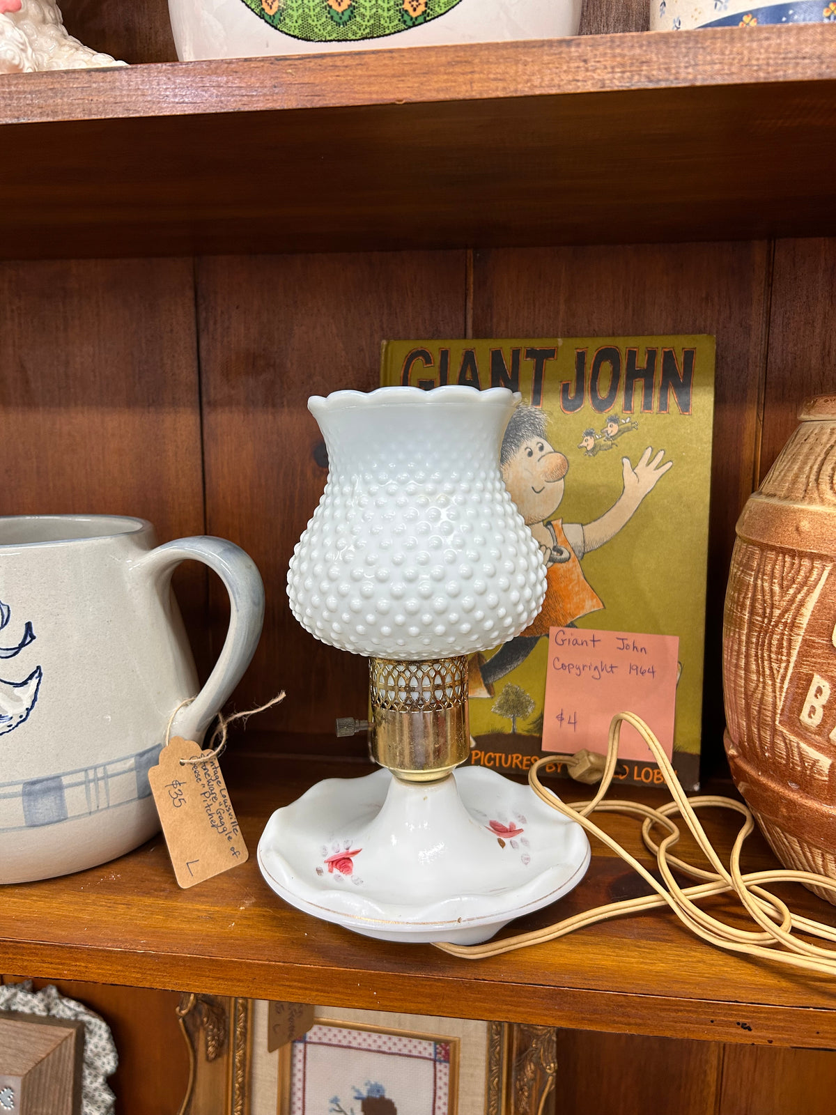 Vintage Milk Glass Lamp - Works!
