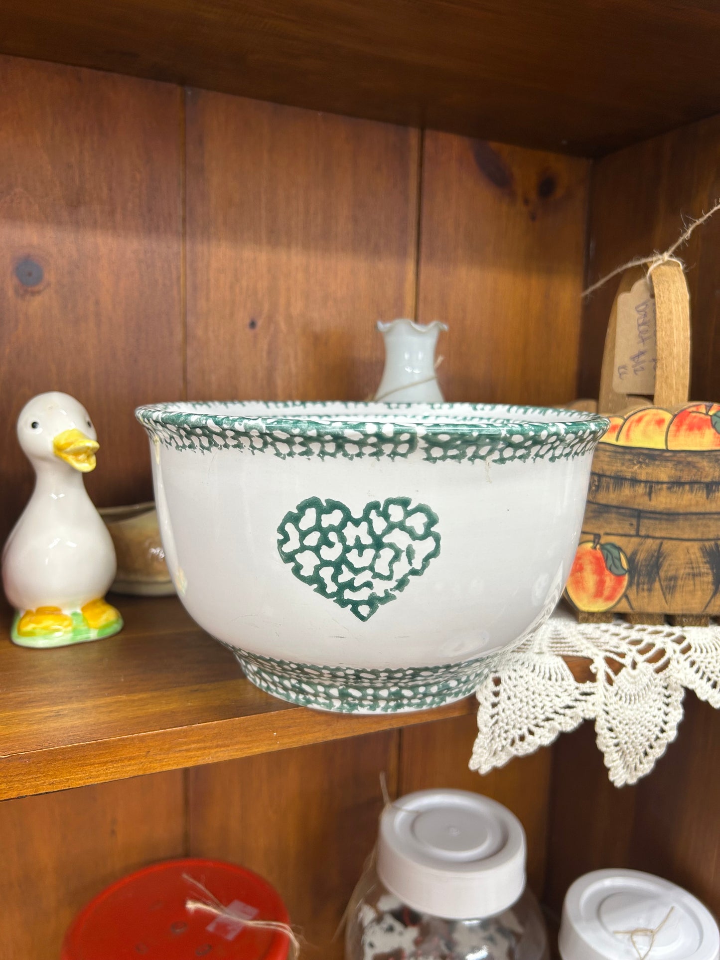 Vintage Green Heart Nesting Bowl