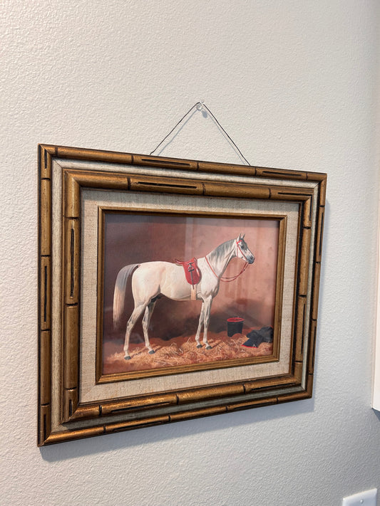Vintage Bamboo Frame W/ Horse Print