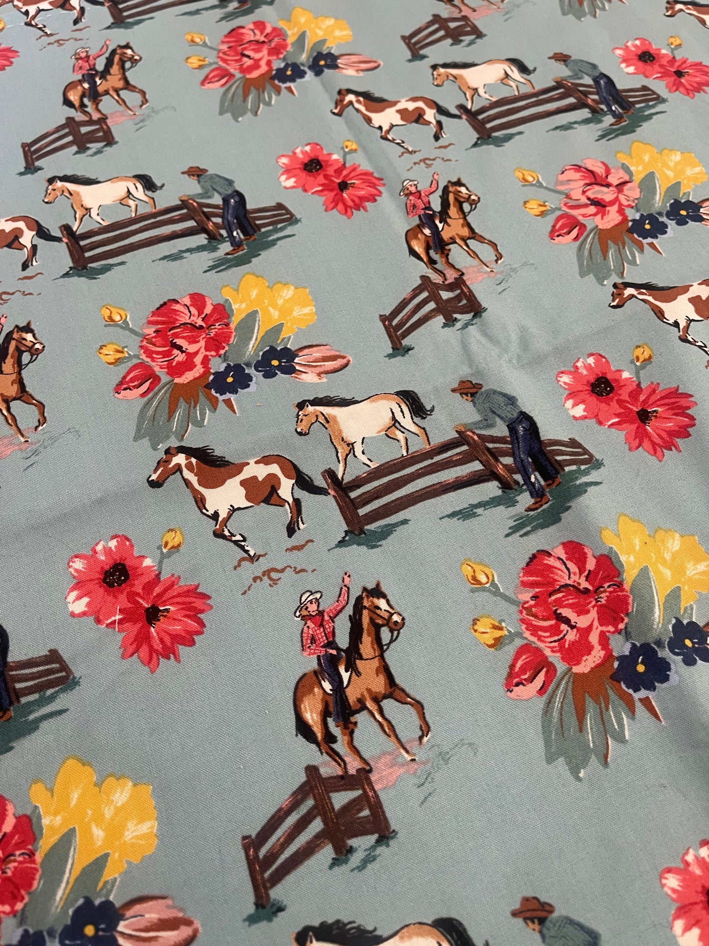 Turquoise Floral Table Runner