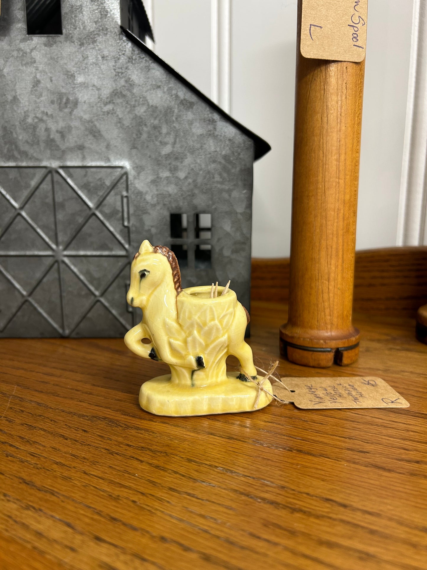 Vintage Yellow Horse Toothpick Holder