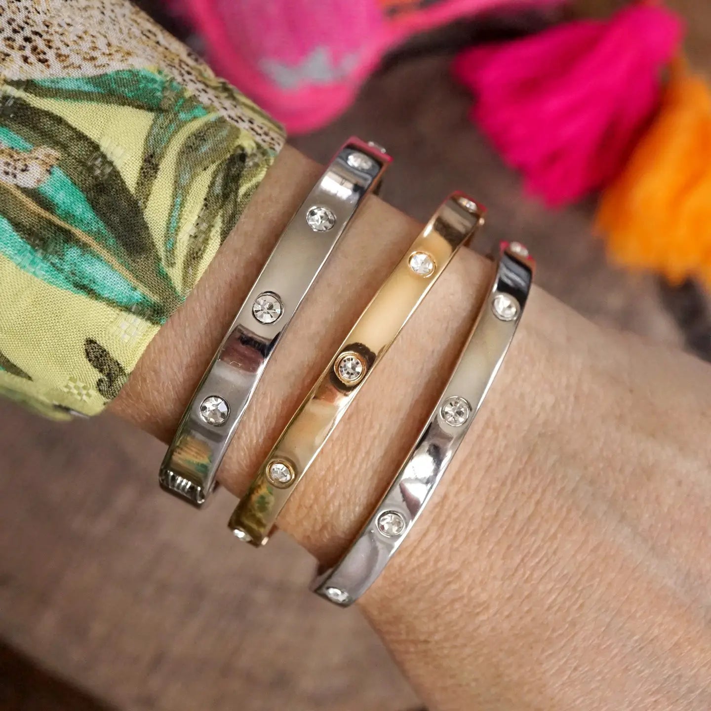 Gold & Crystal Bangle - GOLD ONLY