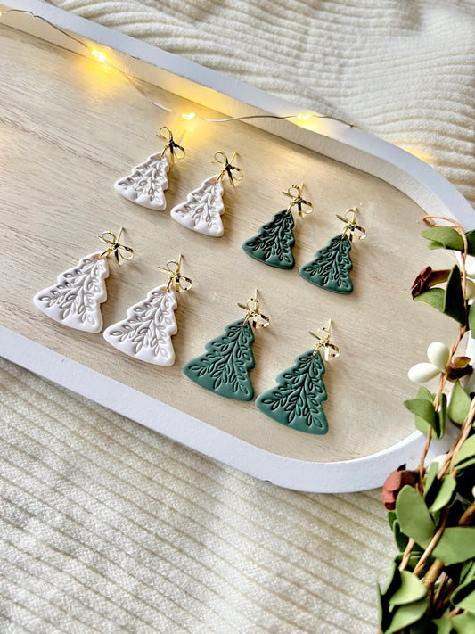 Clay Christmas Tree Earrings - Style 1 - Green Only