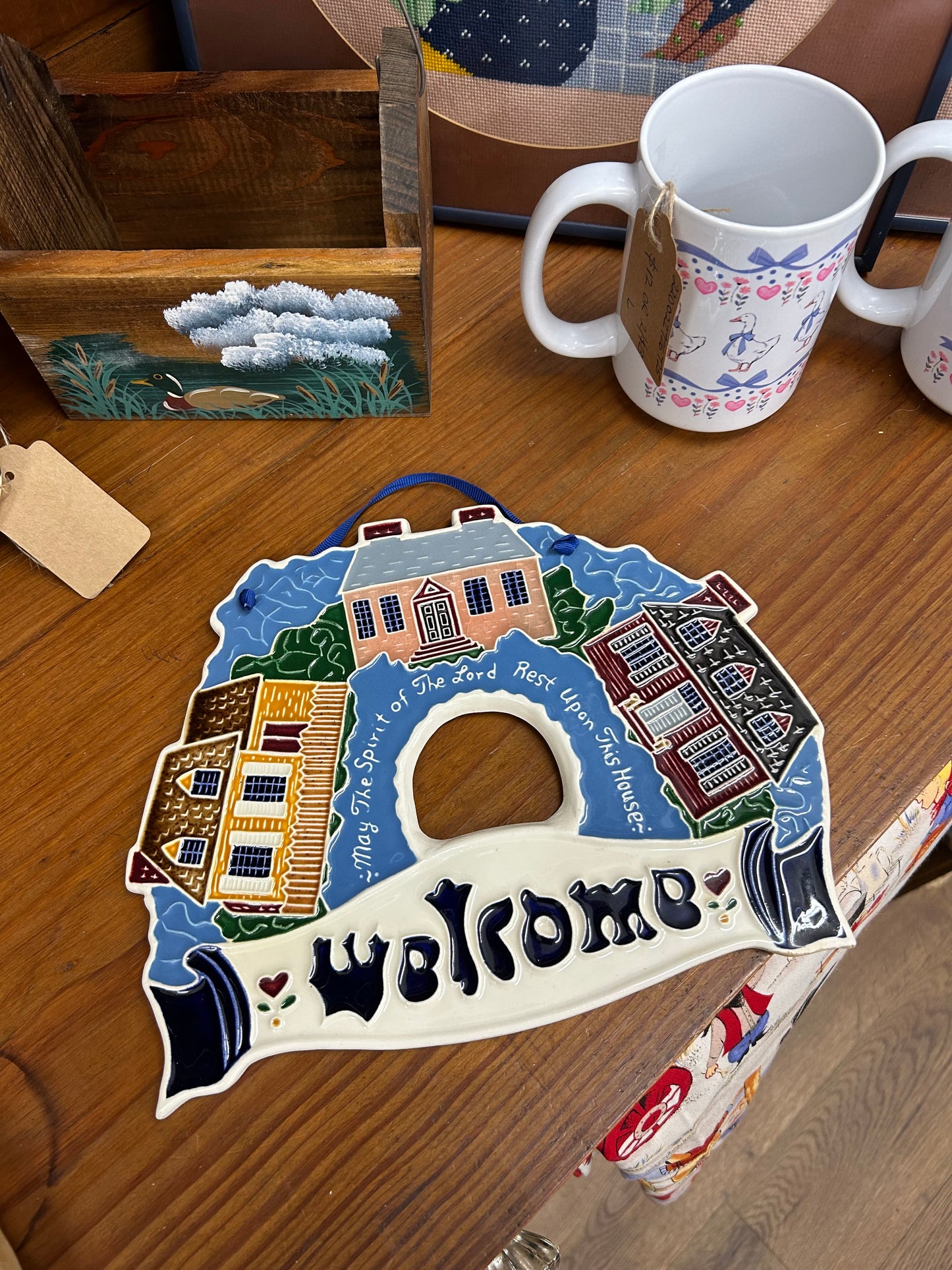 Vintage Ceramic Welcome Hanger