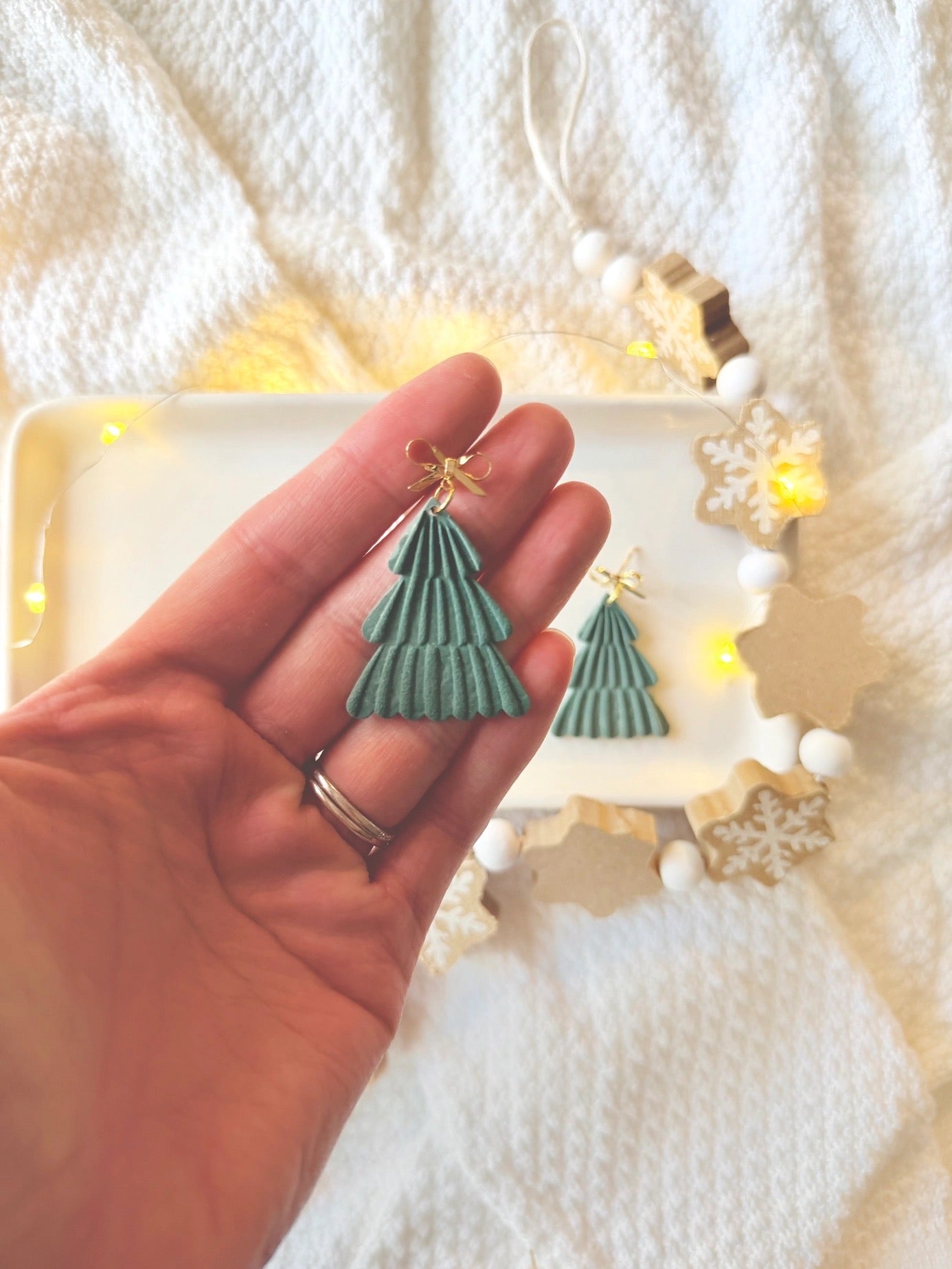 Clay Christmas Tree Earrings - Style 2