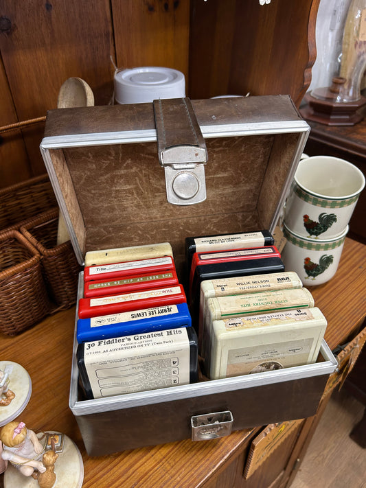 Vintage 8 Track Cassette Tapes & Carrying Case