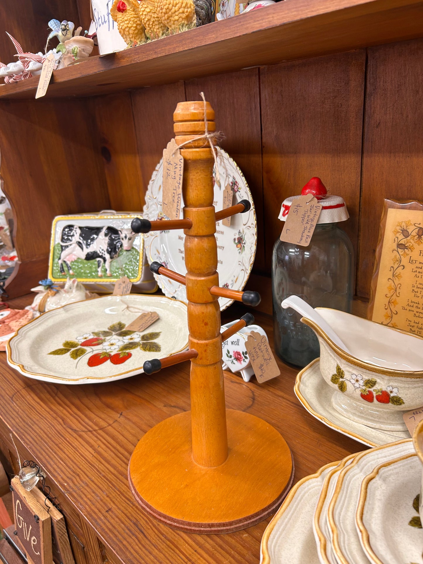 Vintage Wooden Mug Tree