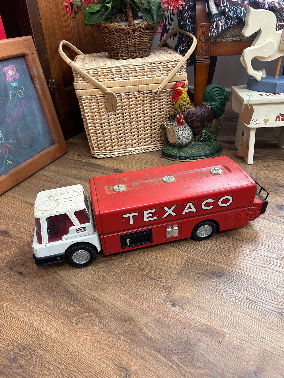 1960s Brown & Bigelow Texaco Pressed Steel Tanker Toy Truck - Local Pickup Only