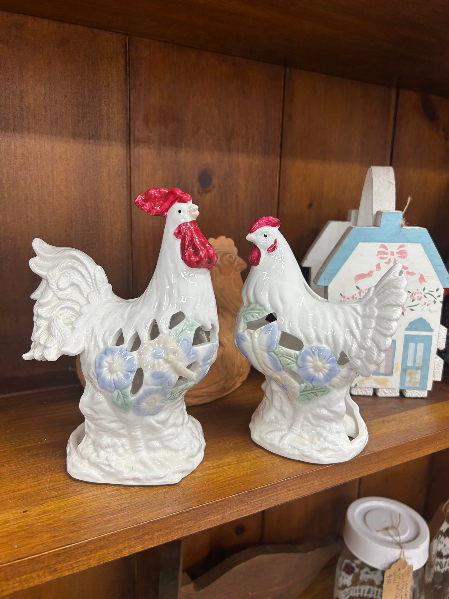 Vintage Rooster/Chicken Floral/Butterfly Tea Lights