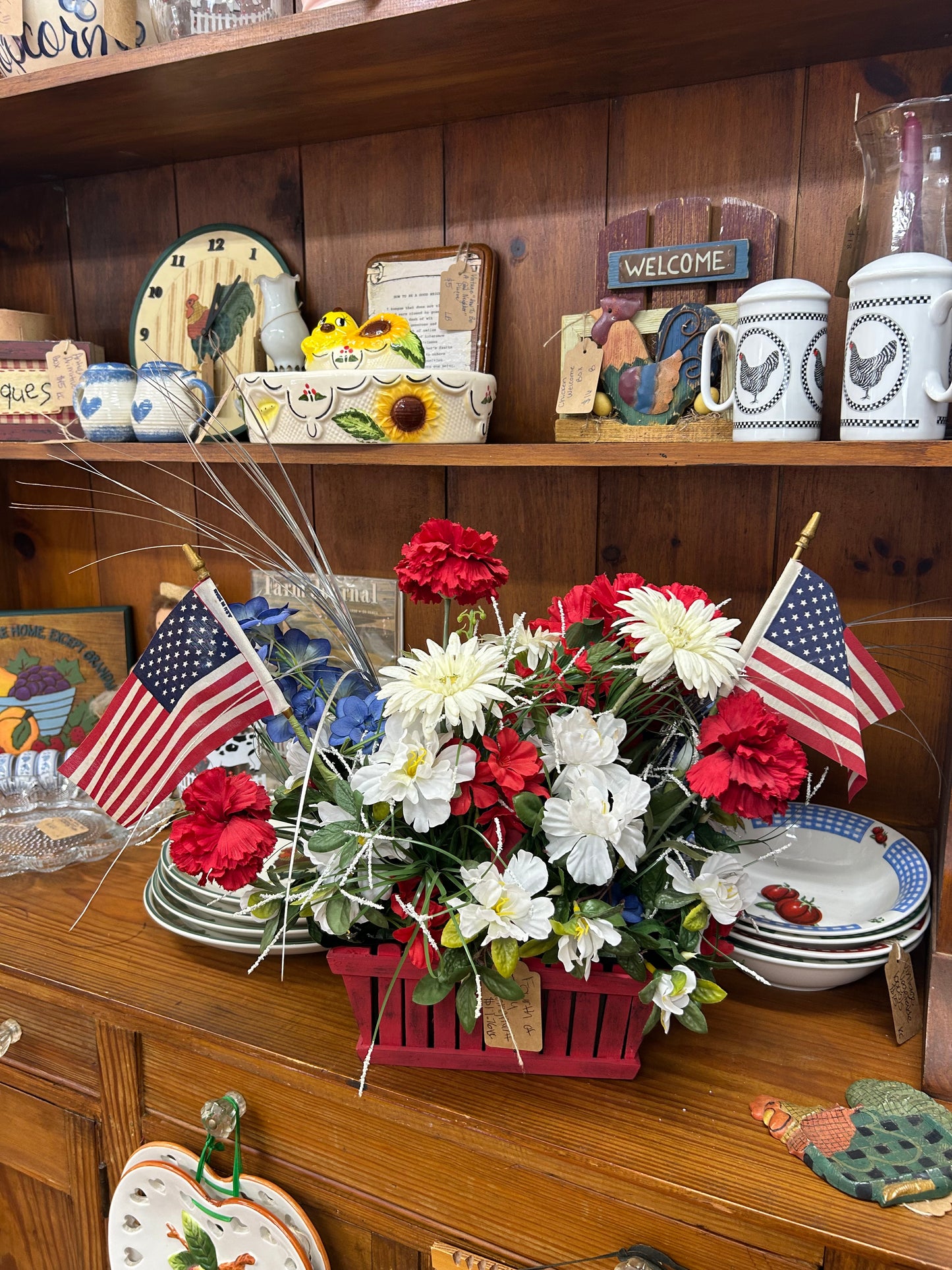 Vintage 4th Of July Silk Floral Arrangement
