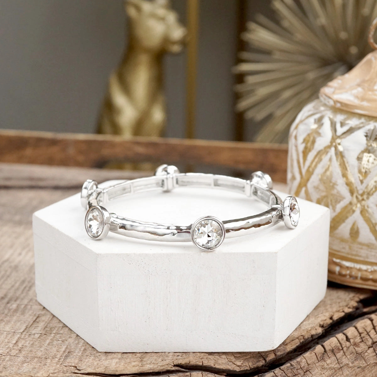Silver Crystal Bangle - NO GOLD