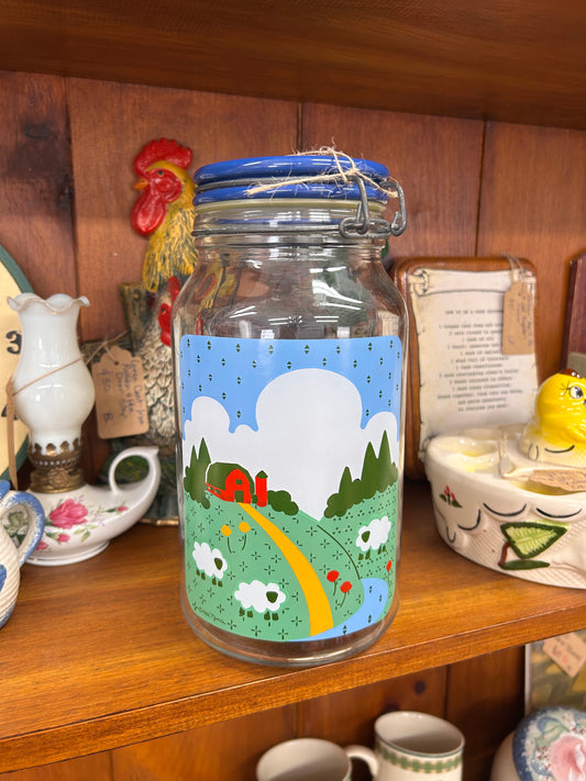 Vintage Anchor Hocking “Nina” Jar - Farm Scene 1982