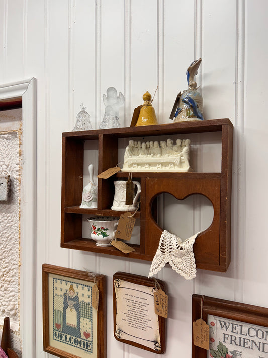Vintage Wooden Heart Trinket Shelf - Approx. 18” x 13” — LOCAL PICKUP ONLY