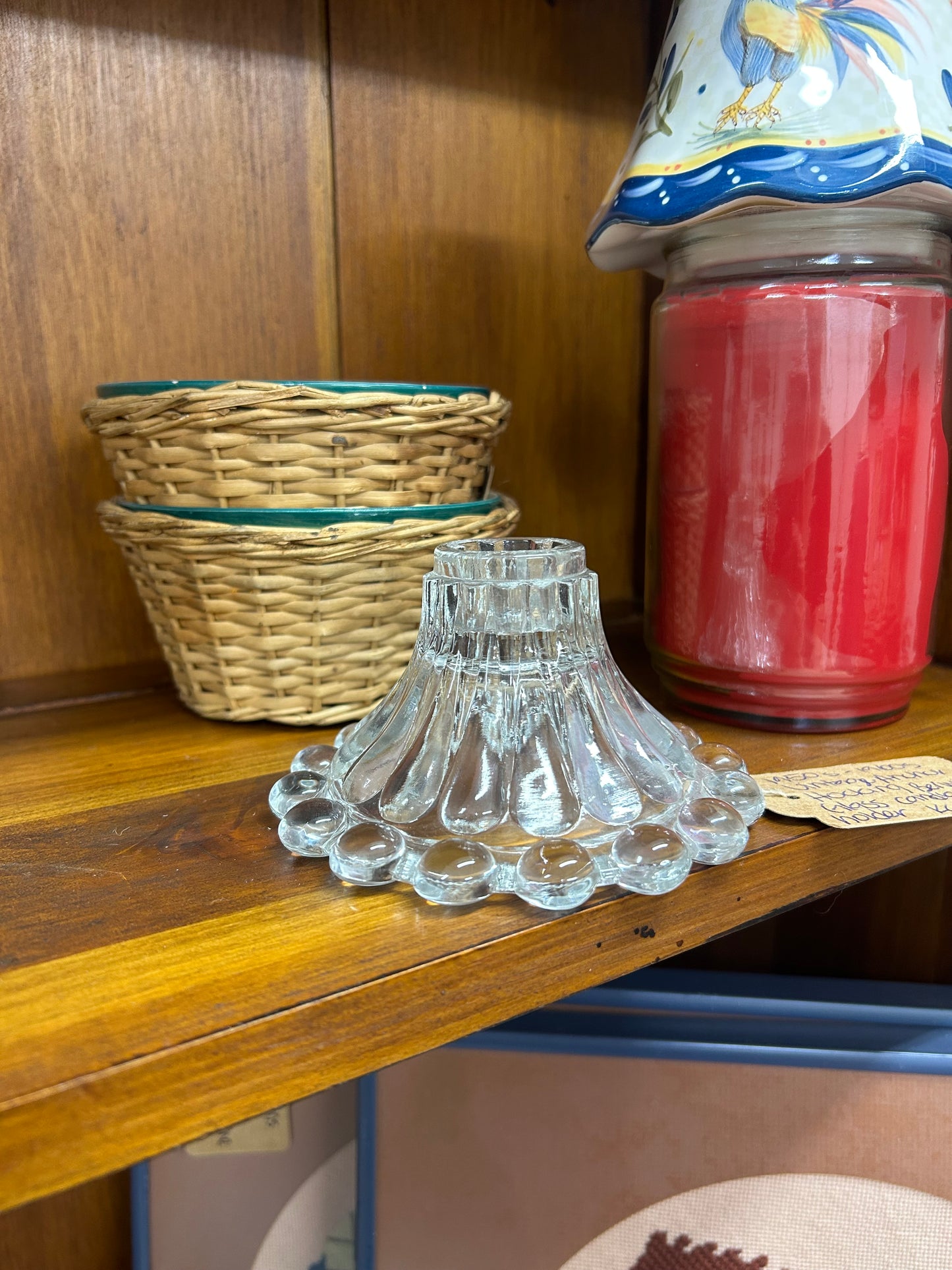 Vintage Anchor Hocking Berwick Glass Candleholder - 1950s-1960s