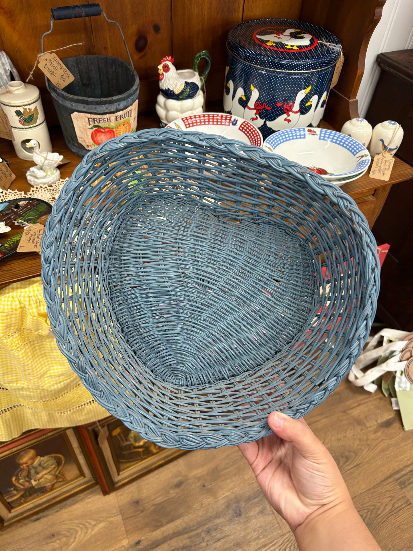 Vintage Blue Heart Basket